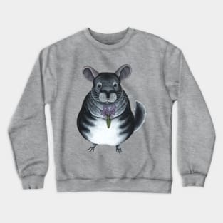 Chinchilla Holding Flowers Crewneck Sweatshirt